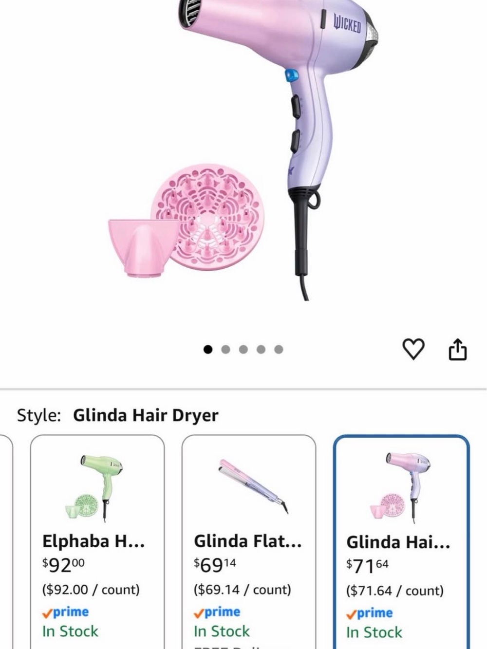 Glinda Pink Hair Dryer - Lightweight Styling Dryer with Diffuser